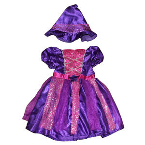 Tu Sainsbury's Purple Pink Sparkly Star Witch Costume Hat Girl's 3-4yrs
